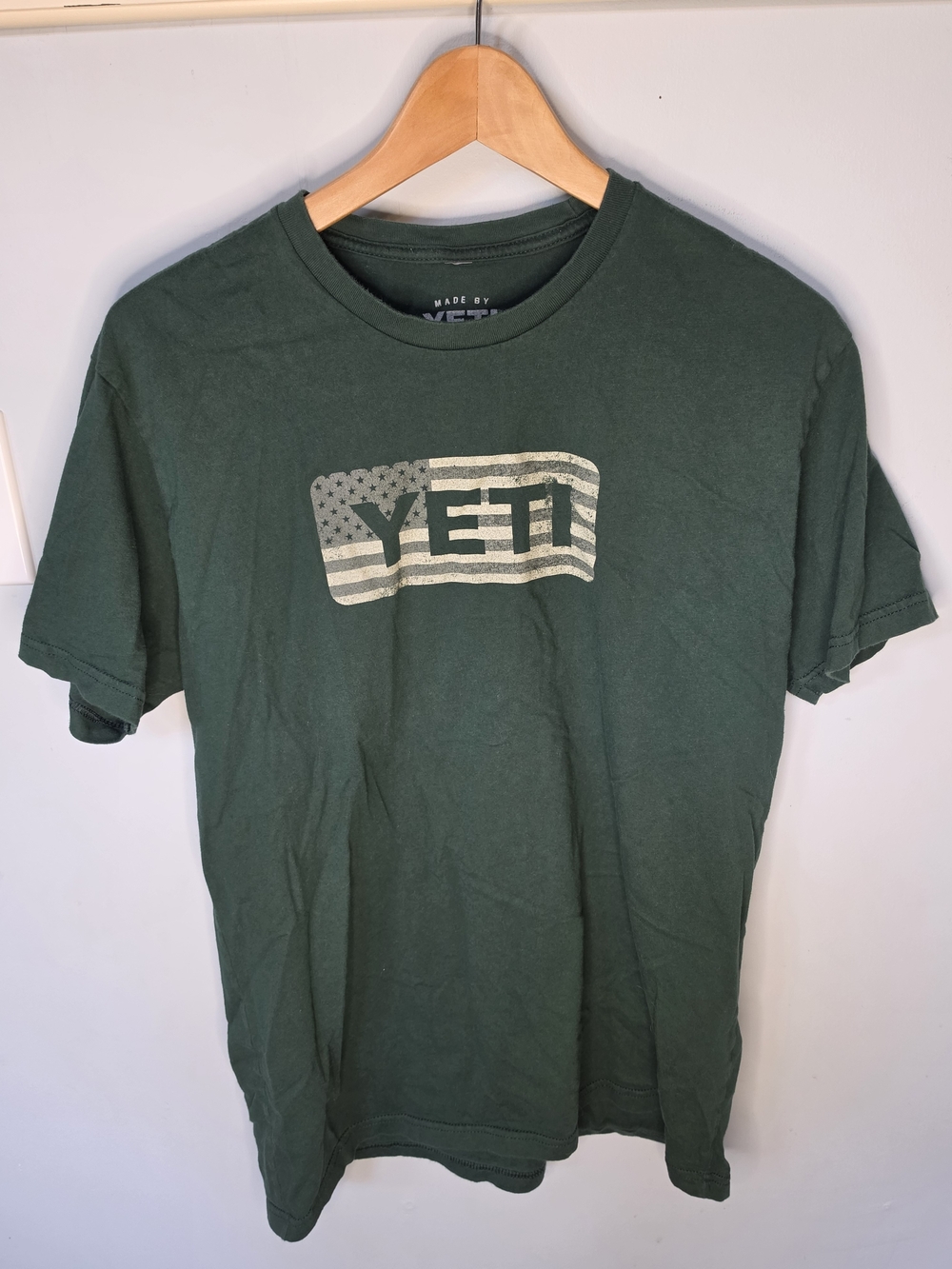YETI Made By Yeti American Flag Graphic Tee Forest Green Large